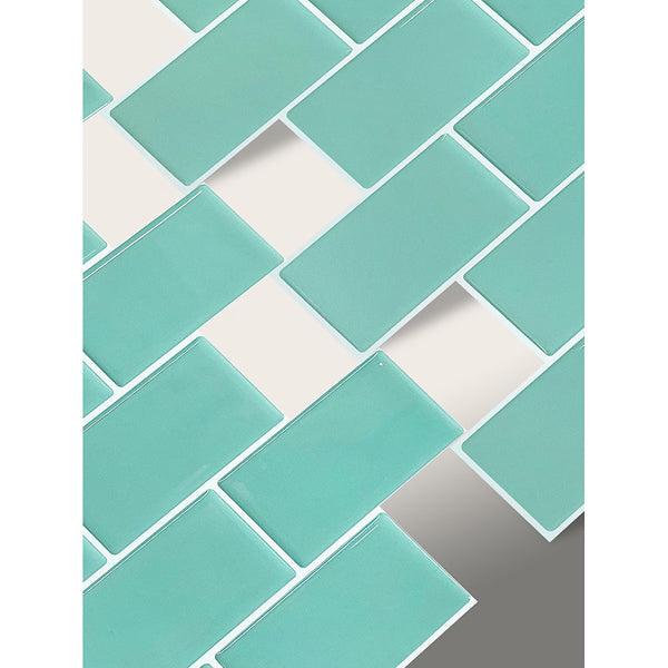 Mureno Dimensions Teal Subway Peel and Stick Rigid Vinyl Tiles 4 Pack