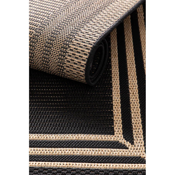 Hampton Bay Border Black/Beige 8 ft. x 10 ft. Indoor/Outdoor Area Rug – Fade Resistant Polypropylene Rug