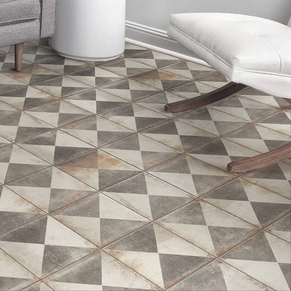 Merola Tile D’Anticatto Decor Triangoli Porcelain Floor and Wall Tile 8.75 inch x 8.75 inch x 0.38 inch – 11.25 sq. ft./Case, Matte Textured Rustic Finish
