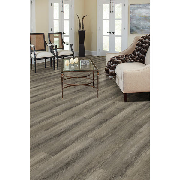 TrafficMaster Harrison Oak 12mm x 7.6 in. W x 54.45 in. L Grey Wood Look Laminate Flooring (17.24 sq.ft./case) (Copy)