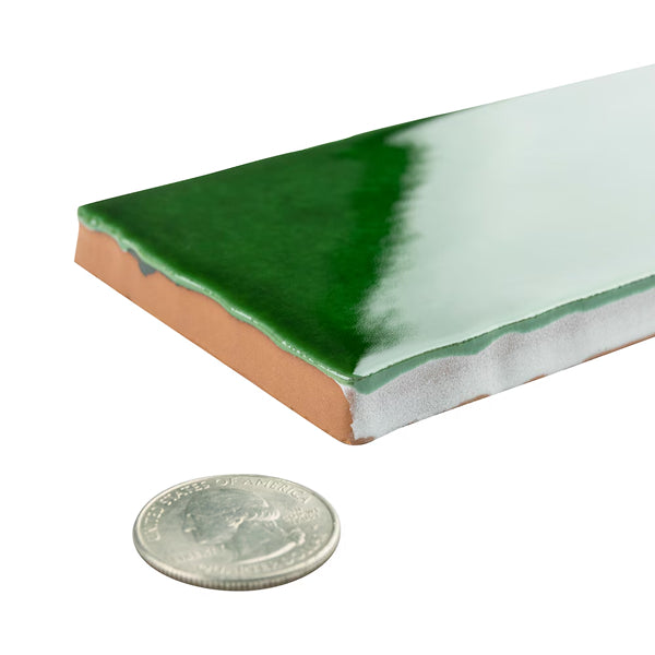 Merola Tile Viva Antic Verde Ceramic Wall Tile 3 inch Width 6 inch Length 4.16 sq ft/case Glossy Subway Crackle Finish