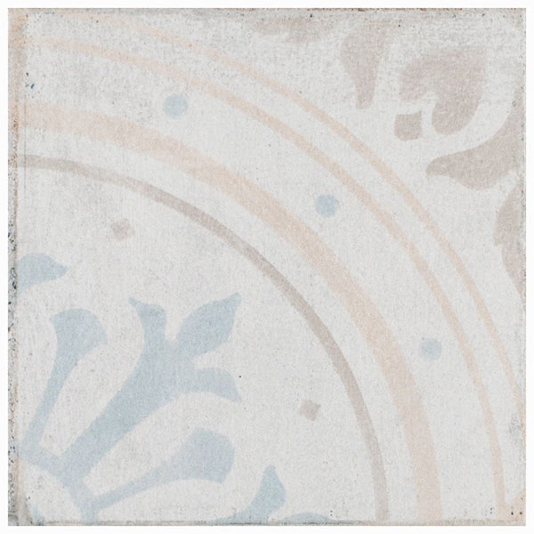 Merola Tile Sample Barcelona Decor Raval 6 inch x 6 inch Porcelain Floor and Wall Tile – Encaustic Inspired Patterned Porcelain Sample