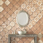 Load image into Gallery viewer, Merola Tile Costa Arena Decor Fleur 7.75 inch x 7.75 inch Ceramic Floor and Wall Tile – 11.11 sq ft per Case, Rustic Floral Stone Look Matte Finish Indoor Tile