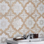Charger l'image dans la visionneuse de galerie, Merola Tile Kings Clay Blossom 17.63 inch x 17.63 inch Ceramic Floor and Wall Tile 10.95 sq ft/case – Vintage Pattern Matte Finish