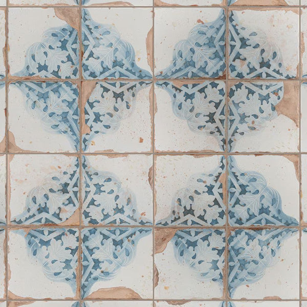 Merola Tile Artisan Azul Decor 13 inch x 13 inch Ceramic Floor and Wall Tile 12.2 sq. ft./case – Patterned Low Sheen Finish