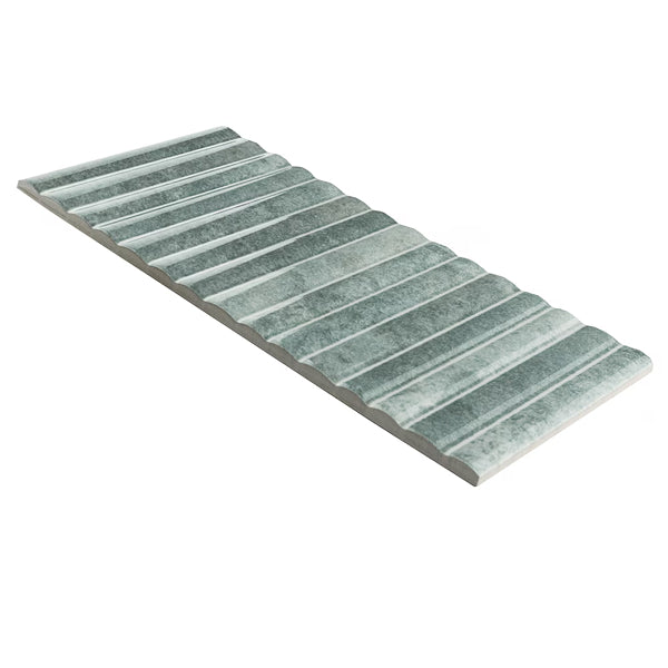 Merola Tile Rubik Aloe Ceramic Wall Tile 5.88 inch x 11.75 inch – 10.78 sq.ft./case Glossy Fluted Blue