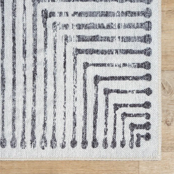 Ebern Designs Washable Non-Slip – Ivory / Black – Entryway, Hallway, Bathroom, and Kitchen