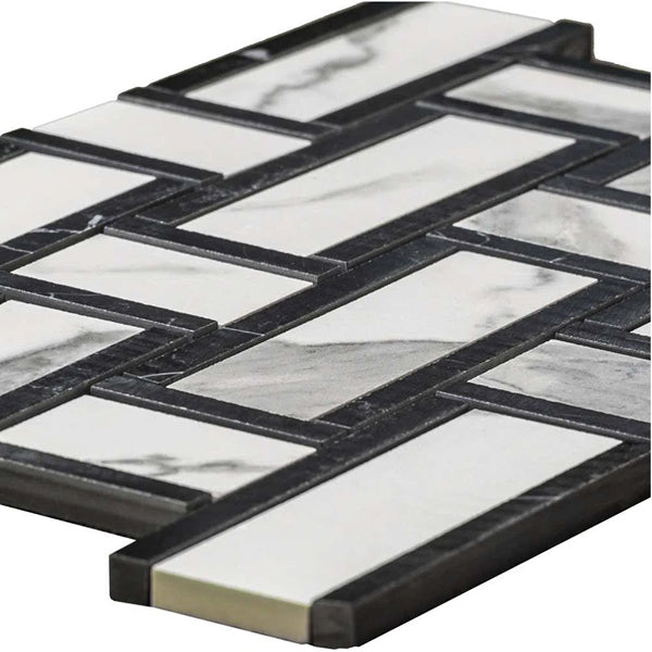 Stately Tre Basketweave 9.5" x 14" Porcelain Marble Look Wall & Floor Tile