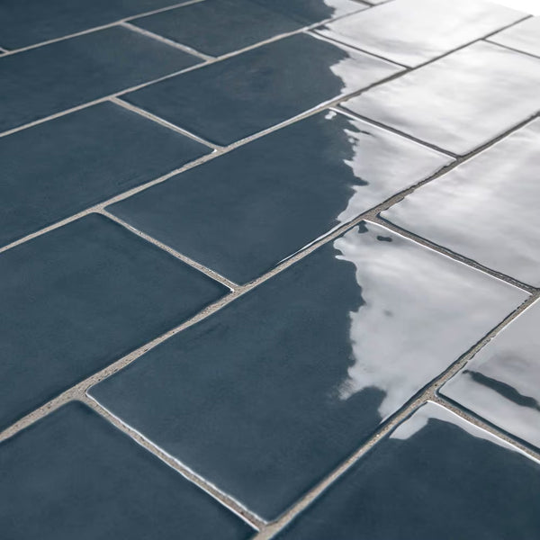 Merola Tile SAMPLE - Castillo Denim 2.88 inch x 5.88 inch Ceramic Subway Wall Tile, Glossy Blue Finish