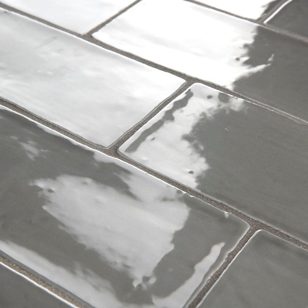 Merola Tile Chester Grey 3 inch x 6 inch Ceramic Wall Tile – 5.72 sq. ft. per Case, Glossy Smooth Finish