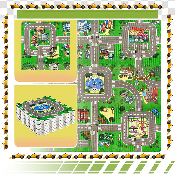Sorbus Floor Traffic Play Mat Interlocking Set 9 Piece – Kids Foam Puzzle Floor Play Mat