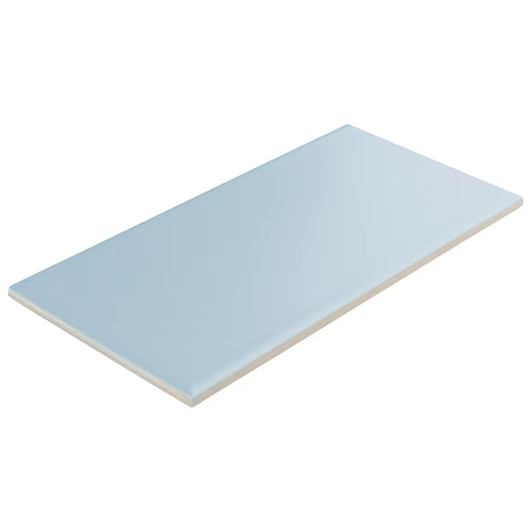 Merola Tile Projectos Sky Blue Ceramic Floor and Wall Tile 0.22 inch Thick 3.88 inch Wide 11.0 sq. ft. per Case – Glazed Matte Subway Finish