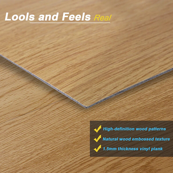 6.2" W x 39.4" L Peel and Stick Wood Look Vinyl Flooring, Self-adhesive Vinyl Flooring (Set of 36)