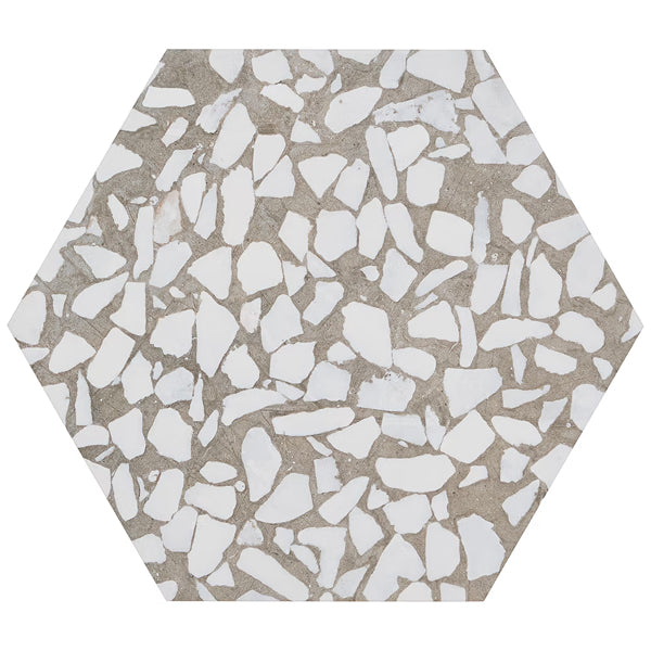 Ivy Hill Tile Fusion Hex Grigio Terrazzo 9 inch x 10.5 inch Matte Porcelain Floor and Wall Tile 8.07 sq ft per Case Hexagon