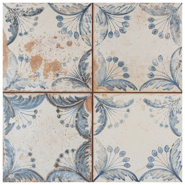Merola Tile Artisan Oldker 13 inch x 13 inch Ceramic Floor and Wall Tile – 12.0 sq. ft. per Case, Matte Textured Vintage Finish