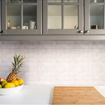 Charger l'image dans la visionneuse de galerie, Mureno Dimensions White Marble Subway Peel and Stick Rigid Vinyl Tiles 4 Pack