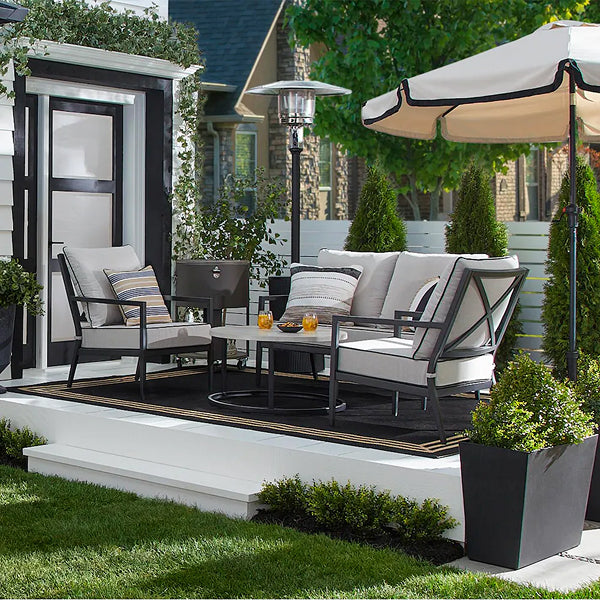 Hampton Bay Border Black/Beige 8 ft. x 10 ft. Indoor/Outdoor Area Rug – Fade Resistant Polypropylene Rug