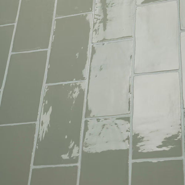 Merola Tile Chester Sage 3 inch x 6 inch Ceramic Wall Tile – 5.72 sq. ft. per Case, Glossy Smooth Finish