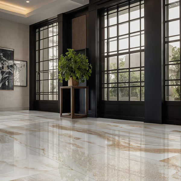 MSI Stone ULC Gallaxy Almond Porcelain Tile 0.41 inch Thick 24 inch x 48 inch 15.50 sq ft/case Polished