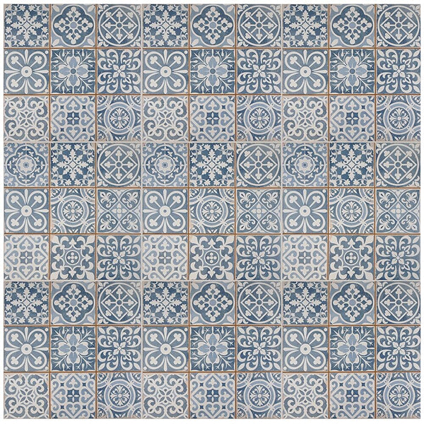 Merola Tile Sample Faenza Azul 6 inch x 6 inch Ceramic Floor and Wall Tile