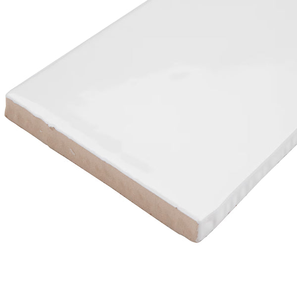 Merola Tile Chester Bianco Ceramic Wall Tile 0.38 inch Thick 3 inch Wide 5.72 sq ft/case Glossy Subway Finish