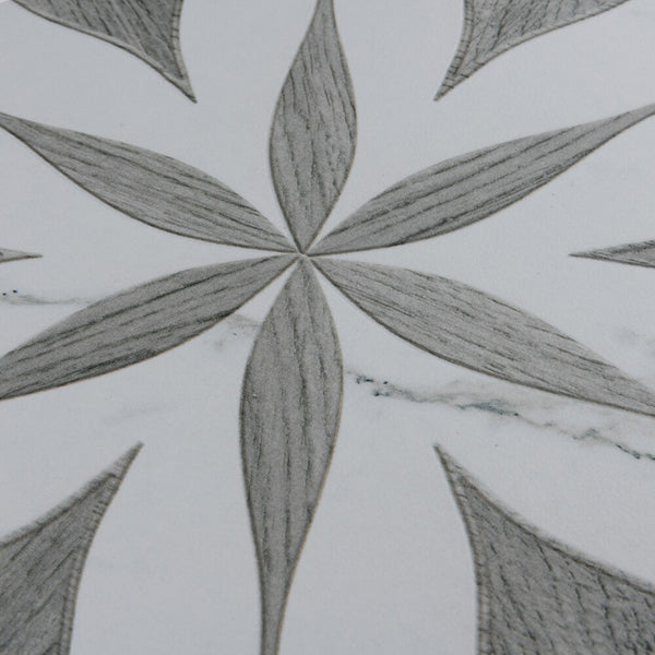 Merola Tile Llama Flower Loire Silver Smoke Porcelain Tile – 0.38 inch Thick, 8.63 inch x 9.88 inch, 11.5 sq.ft/Case – Mixed Texture Floral Finish