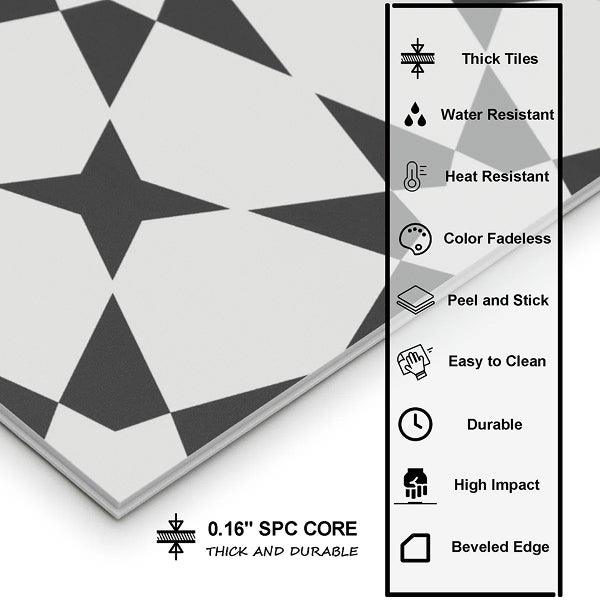 9" W x 9" L x 4mm Peel & Stick Floor Tile Marrakech Luxury Vinyl Flooring