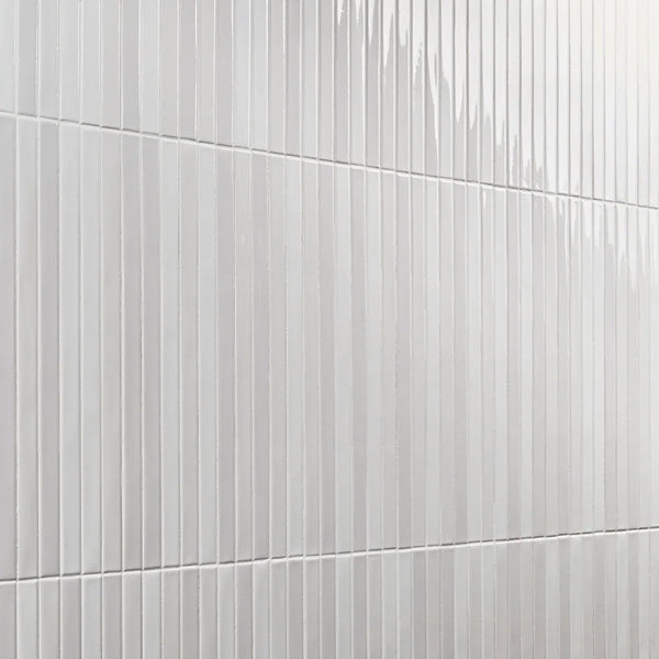 Ivy Hill Tile Vistaio Blanco White 5.27 in. x 17.71 in. Glossy Ceramic Mosaic Wall Tile – 0.64 Sq. Ft. per Tile, Polished Low Sheen Finish