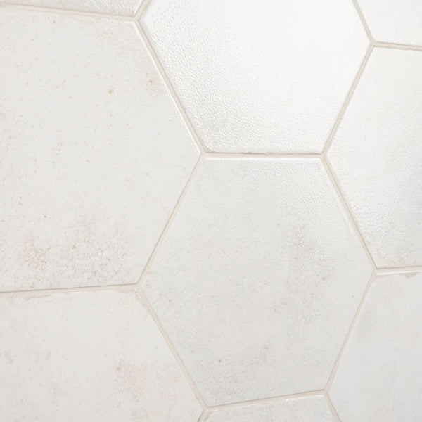 Ivy Hill Tile Mandalay Hex White Porcelain Tile – 0.35 inch Thick, 9.13 inch x 10.51 inch, 8.07 sq.ft/Case – Polished Hexagon Finish