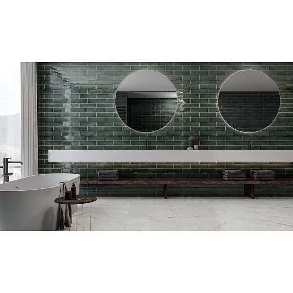 Anatolia Aura Moss Glossy Pressed Ceramic Wall Tile 0.34 inch Thick 2.95 inch W 10.66 sq ft/case