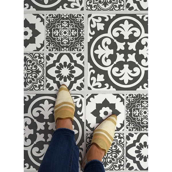 Valencia Charcoal Peel and Stick Floor Tiles