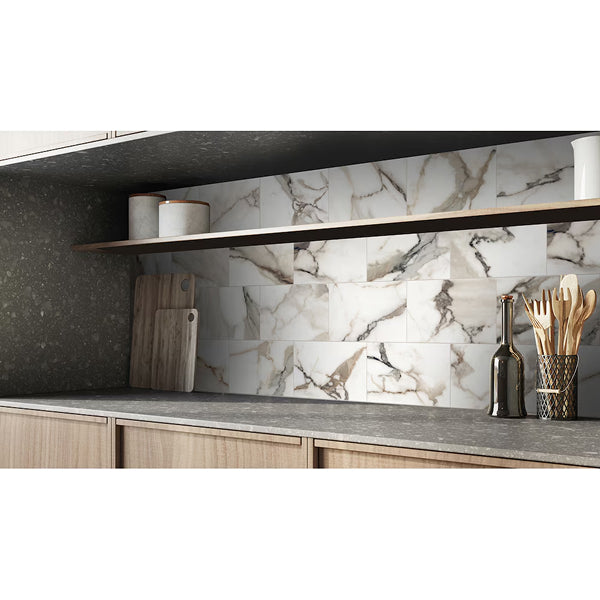 Anatolia Calacatta Solano 6 inch x 12 inch Polished Rectified Porcelain Tile – 9.8 sq.ft. per Case