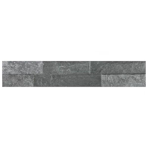 Merola Tile Ordino Black Porcelain Wall Tile 3.25 inch x 17.5 inch – 9.6 sq. ft. per Case Textured Stone Look Finish