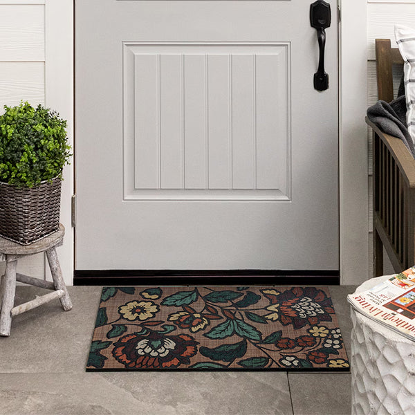 StyleWell Botanical Print Garden At Dusk Earth 18 in x 30 in Stylewell Recycled Rubber Mat