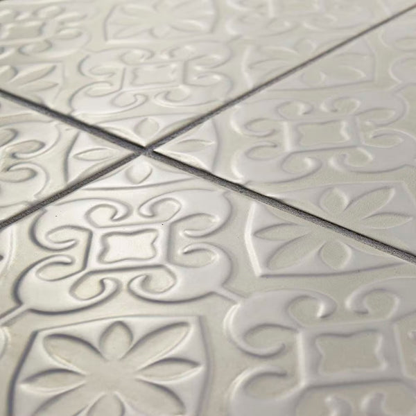 Merola Tile Triplex Valverde White 7-3/4 inch x 7-3/4 inch Ceramic Wall Tile (11.11 sq. ft./Case) – Textured Semi-Gloss Finish