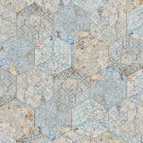 Merola Carpet Hex Tapestry Natural Porcelain Tile 9.88 inch x 11.25 inch 10.03 sq. ft./case Matte Textured Hexagon Vintage Finish