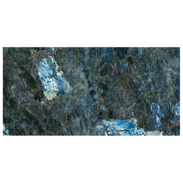 Ivy Hill Tile Jume Onyx Labradorite Blue Porcelain Tile – 0.39 inch Thick, 24 inch x 48 inch, 15.49 sq.ft/Case – Polished Onyx Look Finish