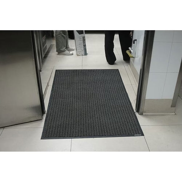 Turin Classic Indoor Mat Polypropylene with Micro-Filament Scrubbing and PVC Backing 47 inch x 94 inch Black Commercial Floor Mat