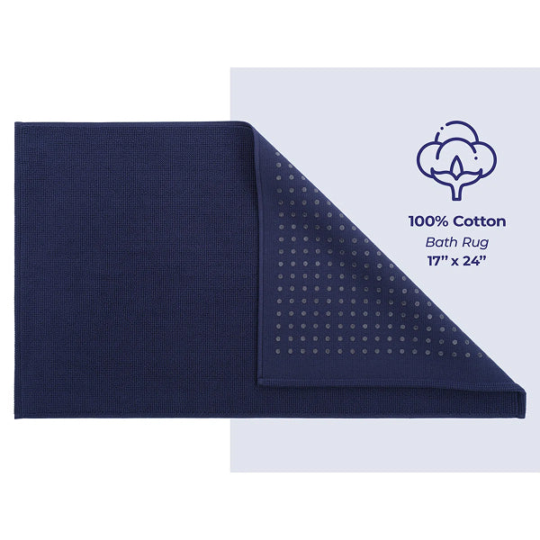 Eider & Ivory, 100% Cotton Slip Resistant Bath Mat Rugs for Bathroom and Kitchen