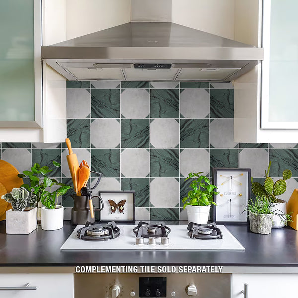 Merola Tile Renaissance Emerald Porcelain Tile 0.35 inch Thick 7.88 inch x 7.88 inch 6.3 sq. ft./Case Matte Marble Look Floor and Wall Tile