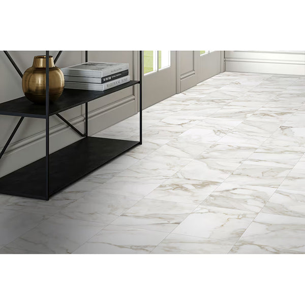 Anatolia Calacatta Crescente Matte Ceramic Floor and Wall Tile 12 inch x 12 inch 0.31 inch Thick 13.56 sq ft/case