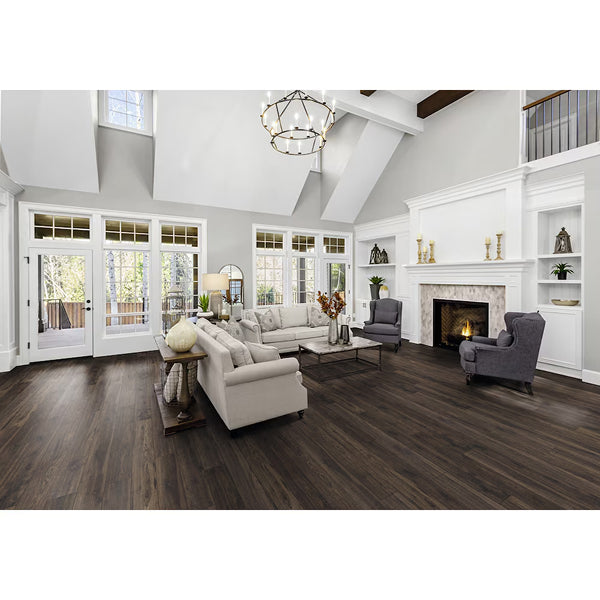 Home Decorators Collection Bisonridge Hickory 12mm x 6.26 in. W x 54.45 in. L Dark Brown Wood Look Laminate Flooring (16.57 sq.ft./case)