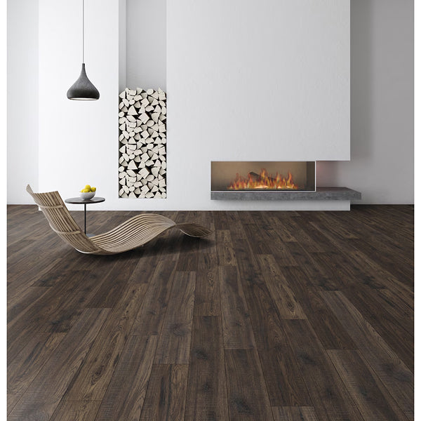 Home Decorators Collection Bisonridge Hickory 12mm x 6.26 in. W x 54.45 in. L Dark Brown Wood Look Laminate Flooring (16.57 sq.ft./case)