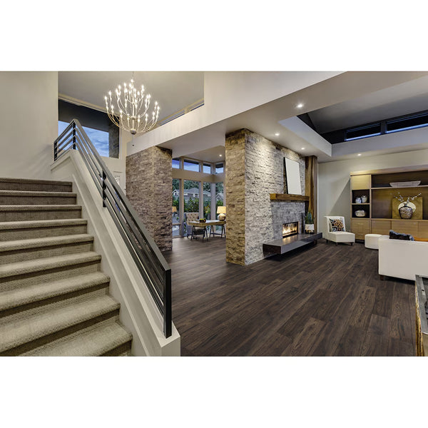 Home Decorators Collection Bisonridge Hickory 12mm x 6.26 in. W x 54.45 in. L Dark Brown Wood Look Laminate Flooring (16.57 sq.ft./case)