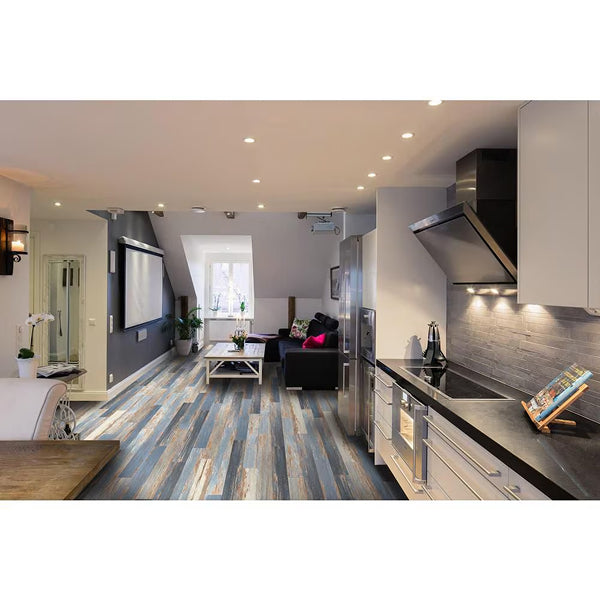 Deco Products COLORS Floor-Wall Old Blue Sea Aged 6-inch x 36-inch Luxury Vinyl Plank (30 sq. ft./case)