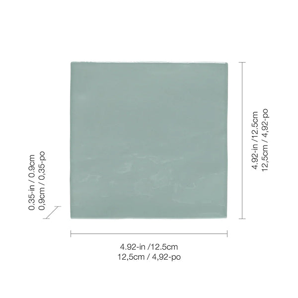 Anatolia Moroccan Sage Glossy Pressed Ceramic Wall Tile 0.35 inch Thick 5 inch Wide 12.16 sq ft/case Glossy Finish