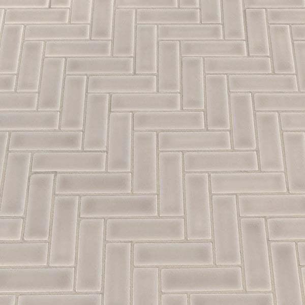 Chapel Frost Herringbone 12 in. x 12 in. Glossy Ceramic Mosaic Wall Tile