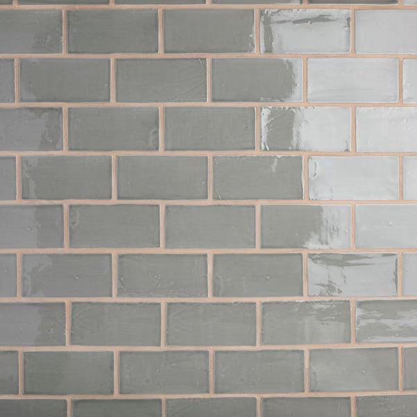 Merola Tile Chester Grey 3 inch x 6 inch Ceramic Wall Tile – 5.72 sq. ft. per Case, Glossy Smooth Finish