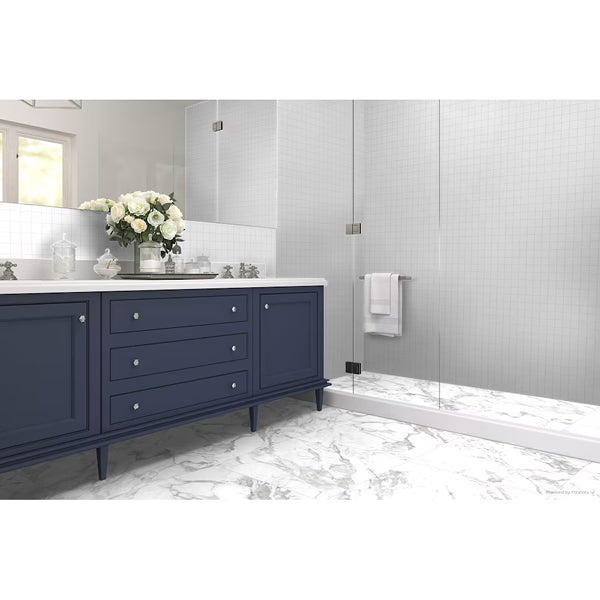 Anatolia 24 inch x 24 inch Domani Bianco Polished Rectified Marble Look Porcelain Tile 15.5 sq ft per Case