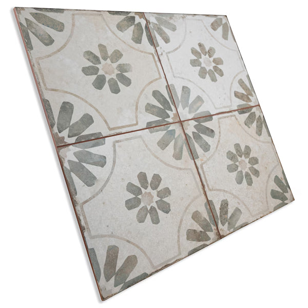 Merola Tile Kings Blume Encaustic Sage 17.63 inch x 17.63 inch Ceramic Floor and Wall Tile (10.95 sq. ft./case)